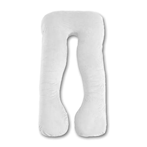 Trickonometry U Shaped Pregnancy Pillow, Velvet Cover, Cotton Inner Cover, Full Body Maternity Cushion for Pregnant Women, Sleeping, Resting, Side, Back, Belly, Legs, Back Pain Relief, Support(White) - Like New