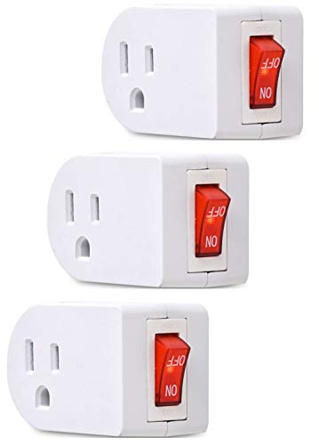 Electes 3 Prong Grounded Single Port Power Adapter with Red Indicator On/Off switch {Value! 3 Pack} - Like New