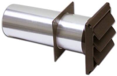 Dryer Vent With Tail Piece & Sleeve, Louver, Brown Plastic, 4-In. - Very Good