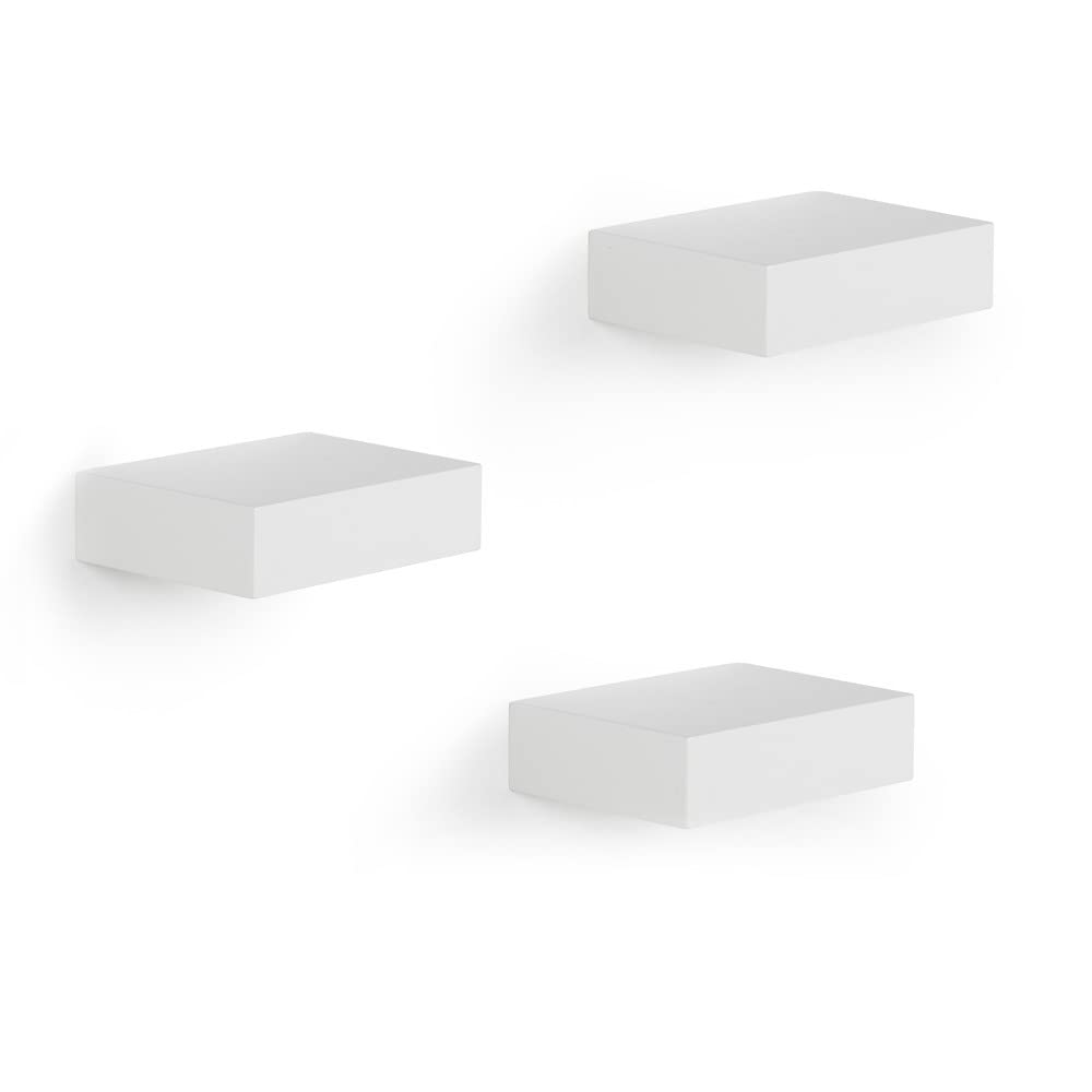 Umbra 325560-660 Showcase Floating Shelves (Set of 3), Gallery Style Display for Small Objects and More, White - Like New