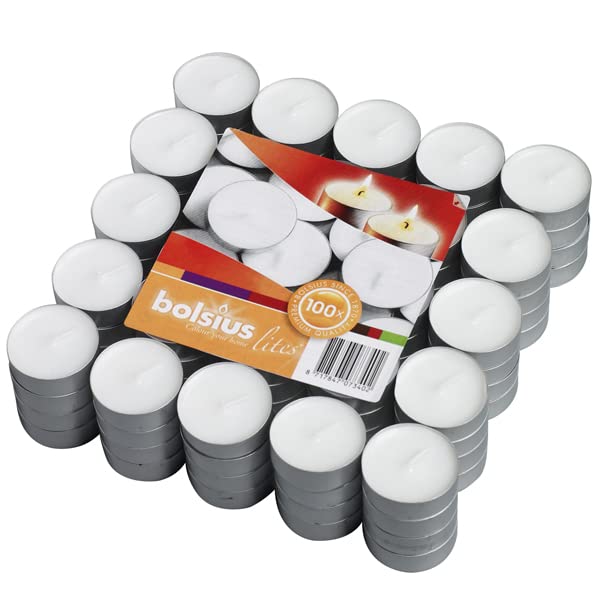 BOLSIUS Tea Lights Candles - Bulk Pack of White Unscented Candle Lights with 3.5 Hour Burning Time - Tea Candles for Wedding, Home, Parties and Special Occasions - Like New