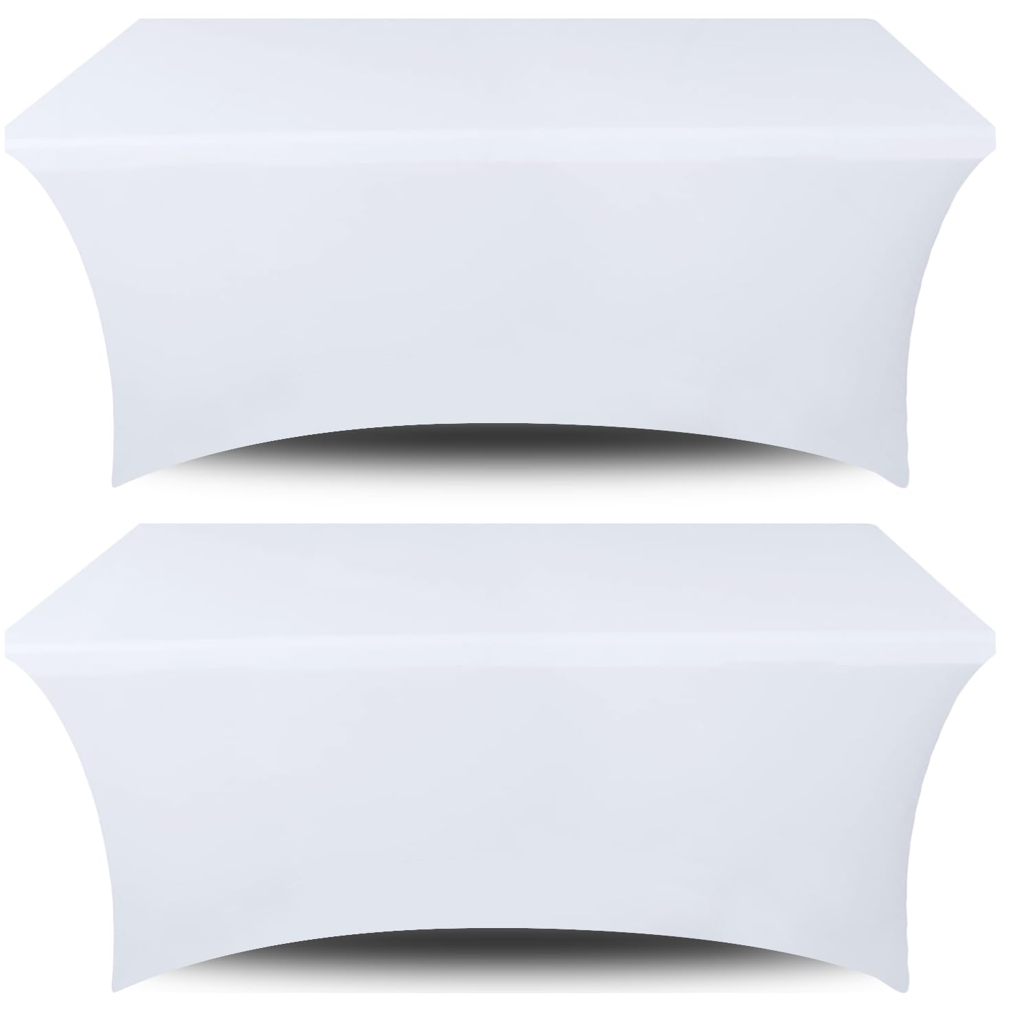 Stretch Spandex Table Covers 6FT, Pack of 2 Fitted Tablecloths for Rectangle Tables, Stretchy Wrinkle Resistant Folding Table Cover, White - Acceptable