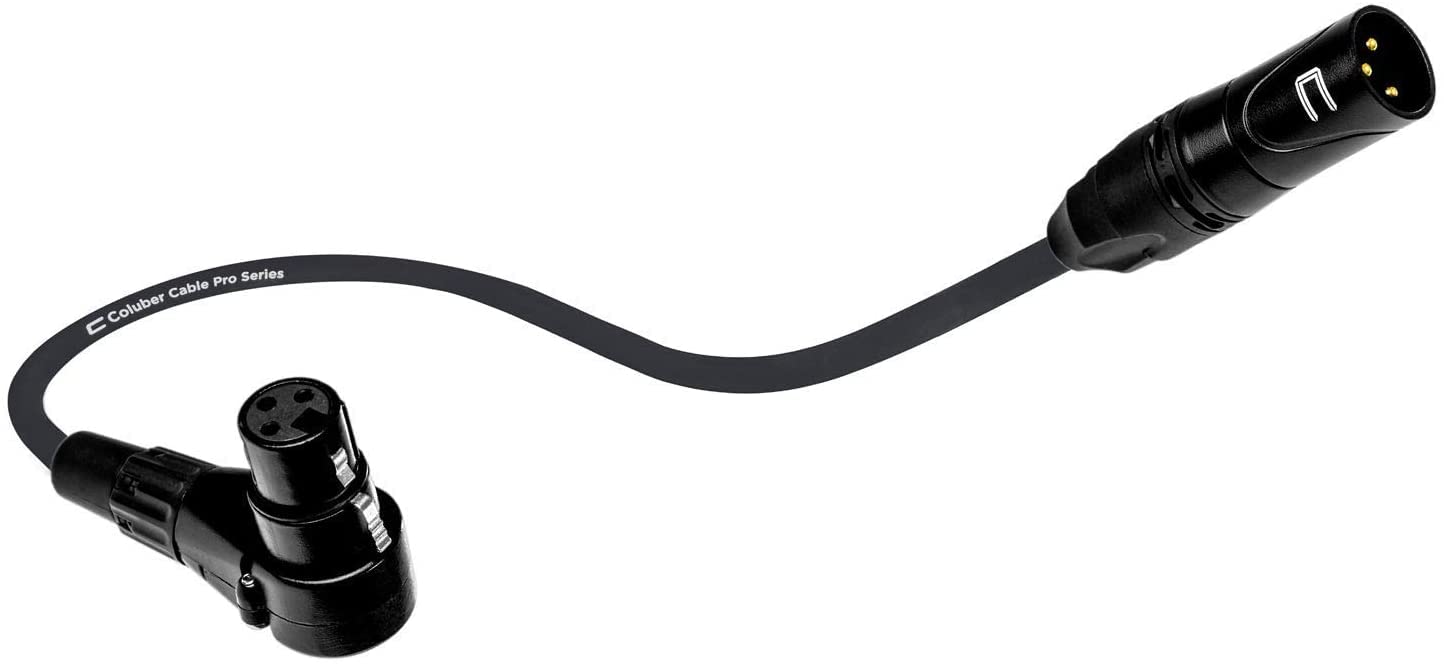 Balanced XLR Cable Male to Right Angle Female Pro 3-Pin Microphone Connector for Powered Speakers, Audio Interface or Mixer for Live Performance & Recording - Good