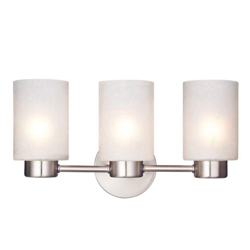 Ciata Lighting Bathroom Light Fixture Over Mirror, Three-Light Brushed Nickel Finish Bathroom Vanity Light Wall Fixture with Frosted Seed Glass Finish for Bathroom  - Very Good