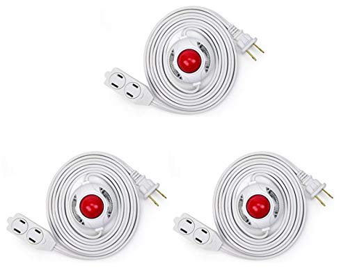 Electes 3 Outlet Extension Cord with Hand/Foot Switch and Light Indicator with Safety Twist-Lock, 16/2, White, UL Listed (3 Pack)� - Very Good