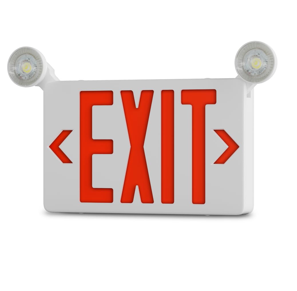 Ciata Ultra Bright LED Decorative Red Exit Sign & Emergency Light Combo with Battery Backup, 6-inch Red Letters  - Like New
