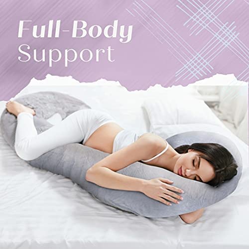 Trickonometry U Shaped Pregnancy Pillow, Velvet Cover, Cotton Inner Cover, Full Body Maternity Cushion for Pregnant Women, Sleeping, Resting, Side, Back, Belly, Legs, Back Pain Relief, Support(White) - Like New