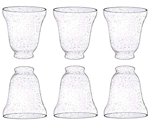 Dysmio Ceiling Fan Light Covers, Ceiling Fan Globes Replacement Glass, Light Fixture Replacement Glass, Clear Seeded 5-1/4 inches high 4-13/16 inches in diameter Standard 2-1/4-inch fitter, 6 Pack - Like New