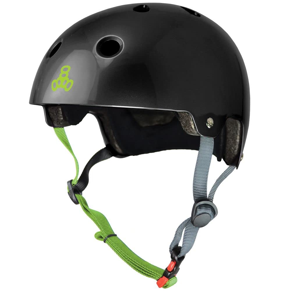 Triple Eight Dual Certified Bike and Skateboard Helmet, Black Glossy, Large / X-Large - Like New
