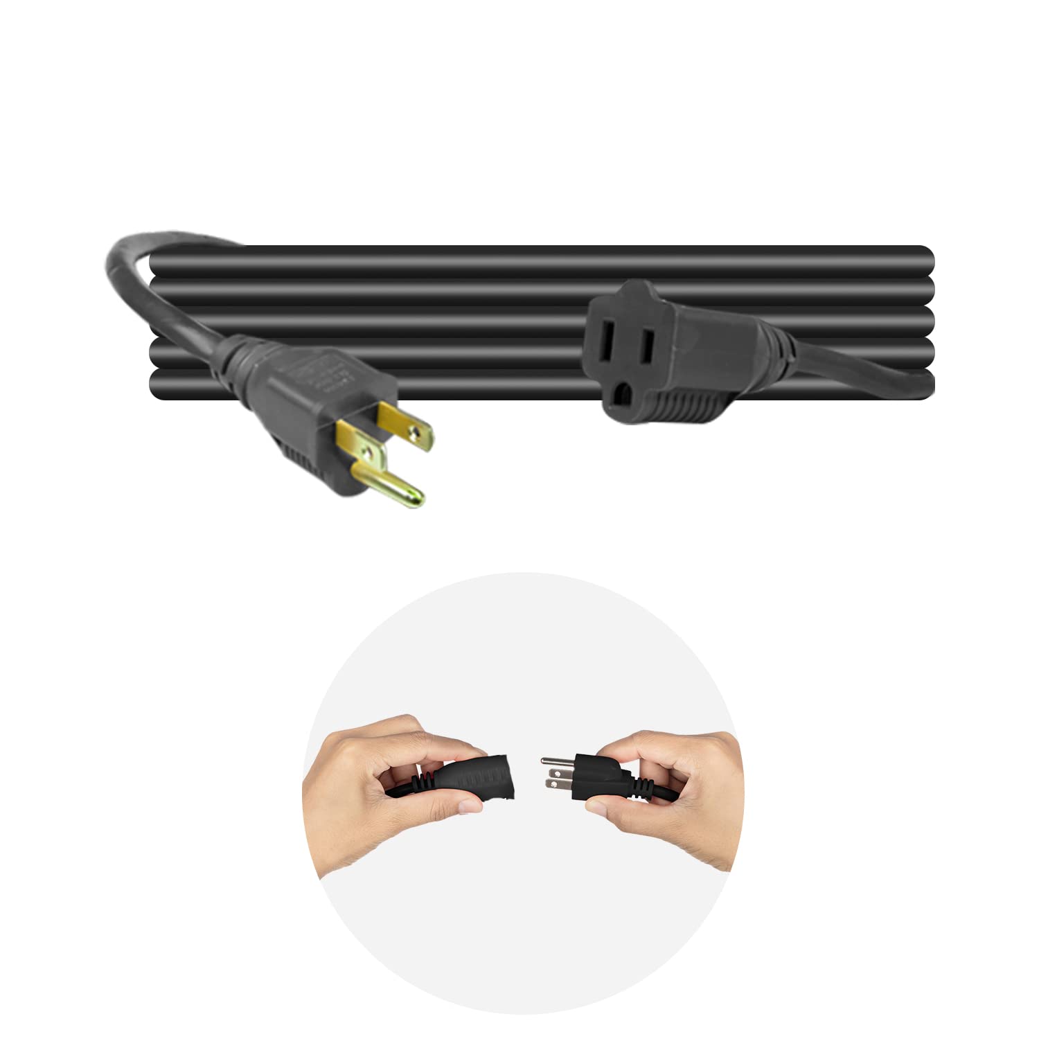 BindMaster Heavy Duty Extension Cord/Wire Power Cable, Single Outlet, UL Listed - Acceptable