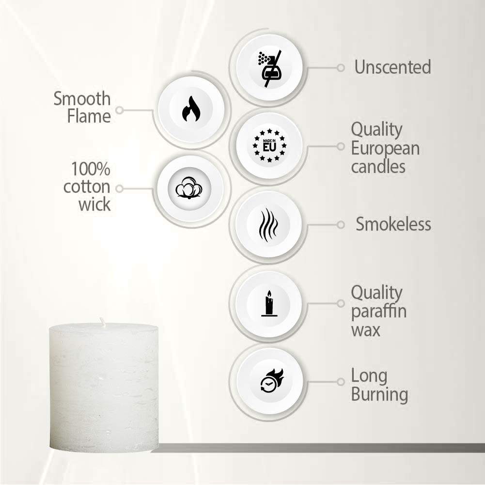 BOLSIUS Rustic Pillar Candles - 30+ Hours Burn Time - Premium European Quality - Like New