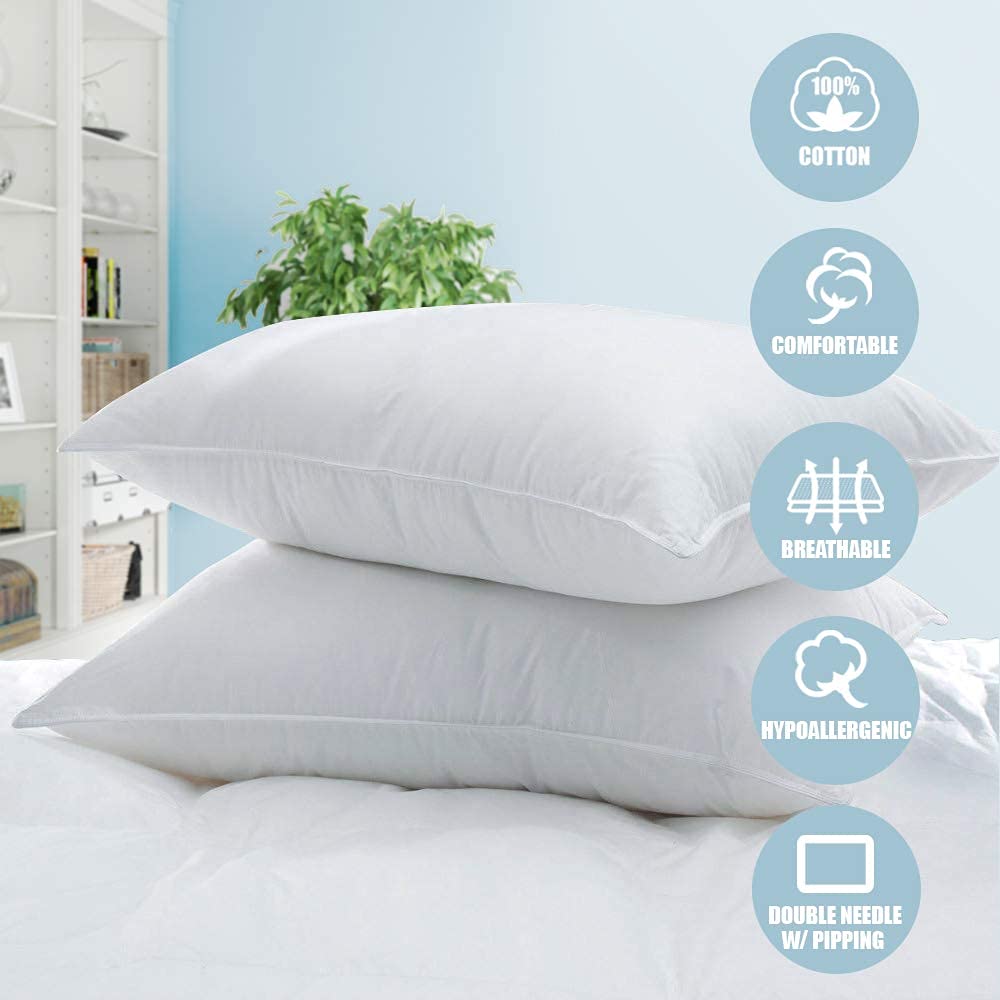 White Classic Bed Pillows for Sleeping | Down Alternative Luxury Hotel Pillow | 2, 6 Pack | Standard, Queen, King Size - Like New