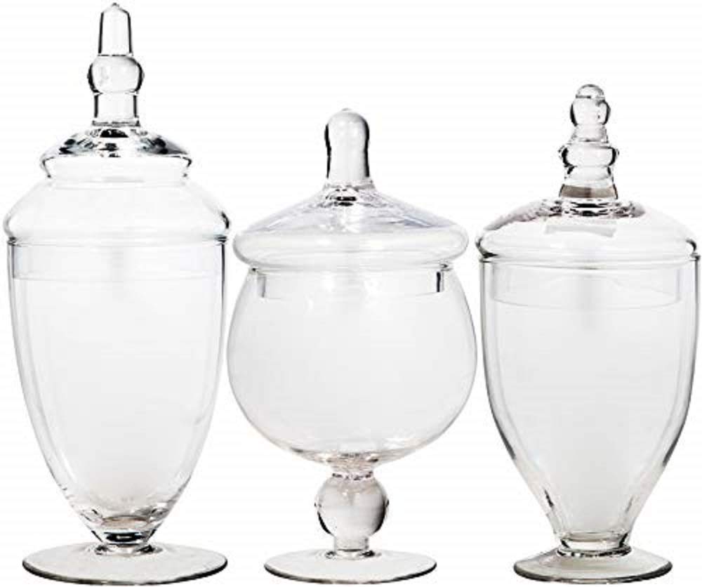 Apothecary Jars with Lids Set of 3 - Home Essentials & Beyond Candy Jars for Candy Buffet, Glass d�cor, Laundry Room, Potpourri, and Bathroom - Acceptable