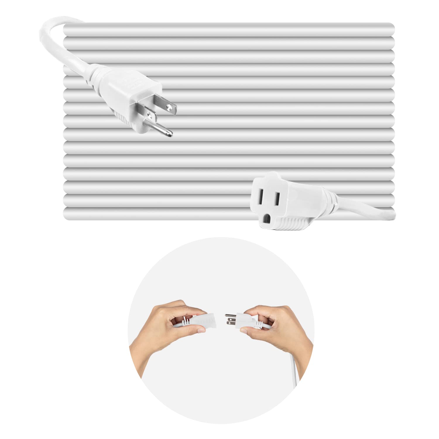 BindMaster Heavy Duty Extension Cord/Wire Power Cable, Indoor/Outdoor, 16/3, Single Outlet, 30 Feet, UL Listed, White - Like New