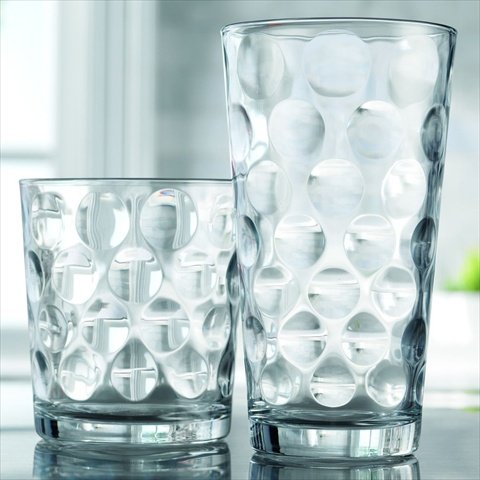 Home Essentials 8835 Set of 844; Eclipse 17 Oz Highball and 13 Oz Double Old Fashioned Glasses - Like New