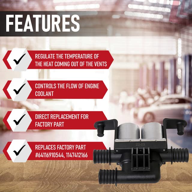 Replacement Heater Control Valve - Compatible with BMW Vehicles - Hybrid, X5 3.0si, X5 3.5d, X5 35dX, X6 35i, X6 35iX, X6 50iX, X6 M - Replaces 64116910544, 1147412166 - E53, E70 Water Control Valve - Like New