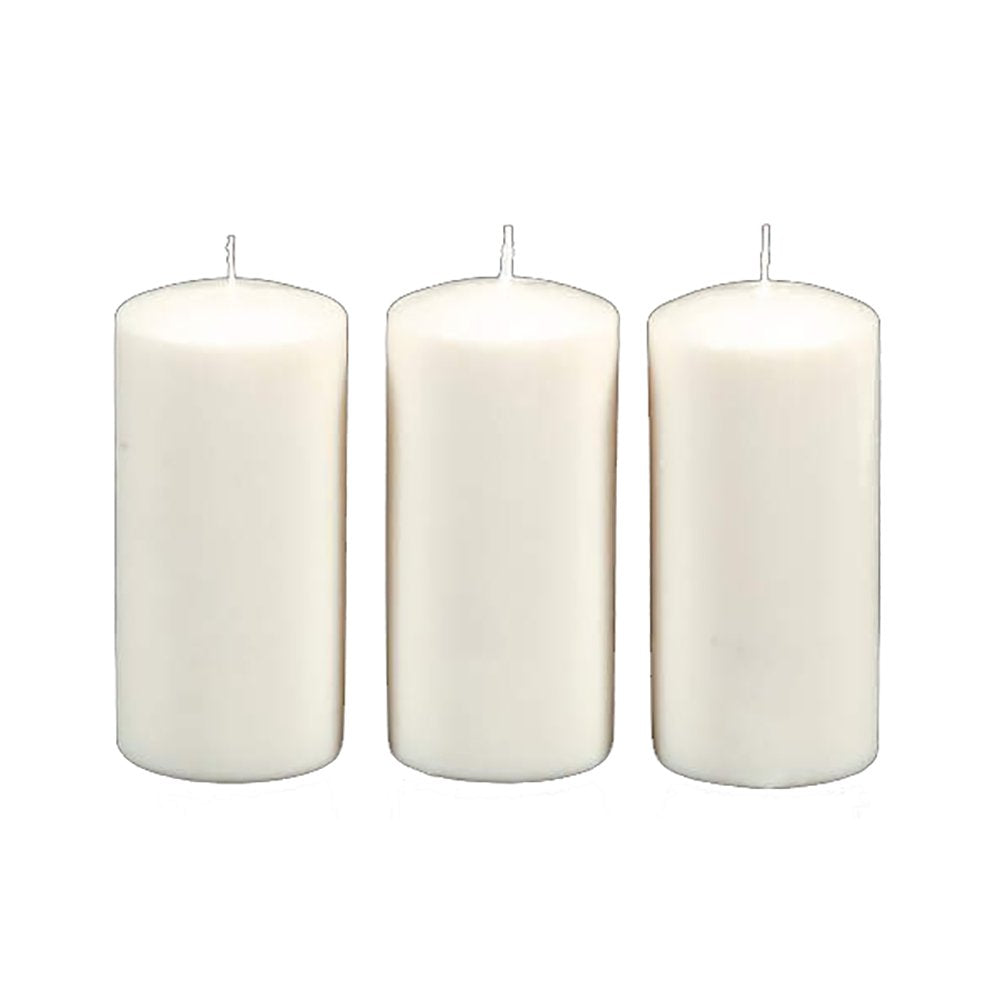 ArtVerse Unscented (3 Pieces) Pillar Candle, White, 4 Each - Very Good