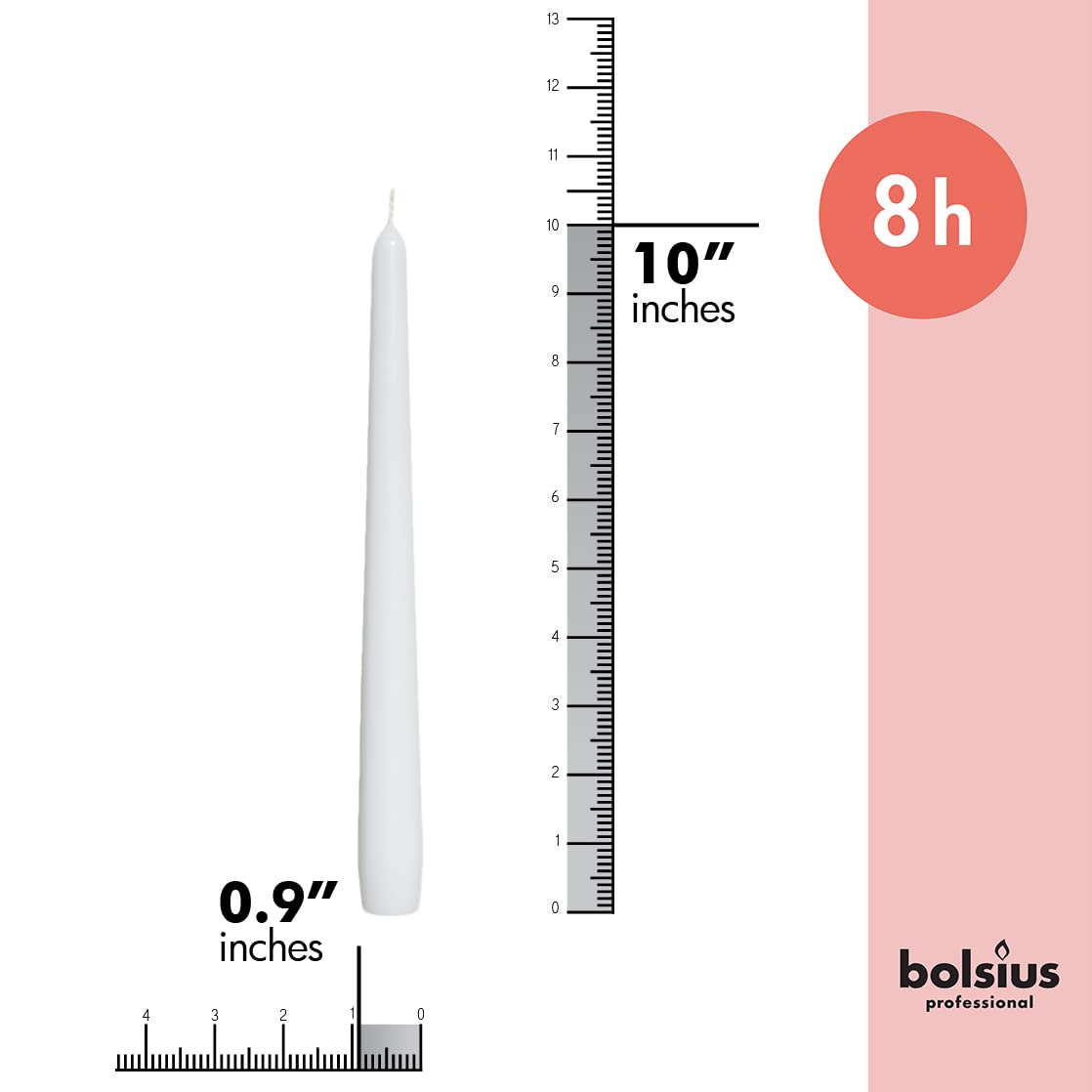 BOLSIUS Unscented 10 Inch Dinner Candles, 10 Pack - 8 Hour European Quality Smokeless Dripless Taper Candles for Home D�cor - Like New