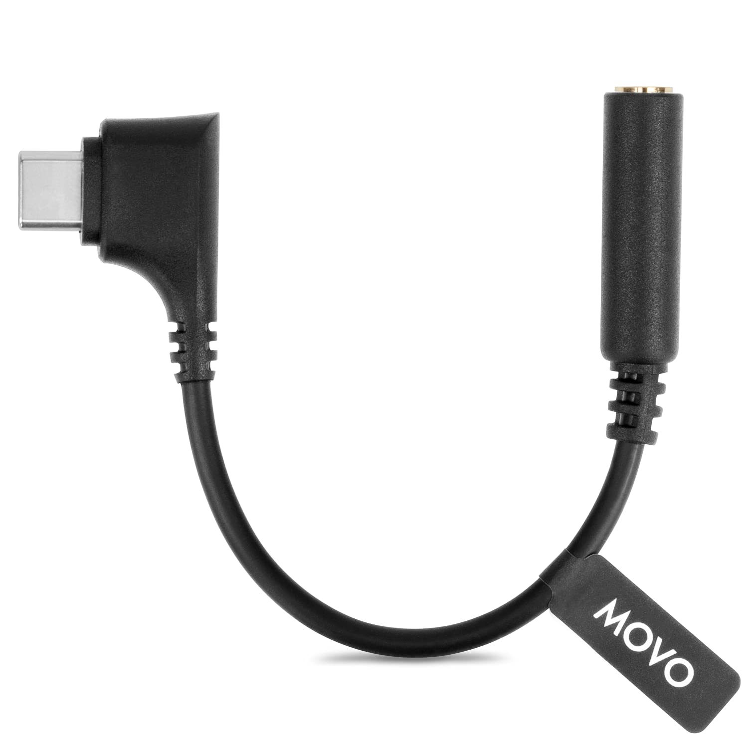 Movo UCMA-3 USB C to 3.5mm Audio Adapter for Microphones - 4-Pole Aux to USB Type C Pixel and Galaxy Smartphones - Female 3.5mm to USB-C Male Right Angle Head - Type-C USB to 3.5mm Jack Audio Adapter - Like New