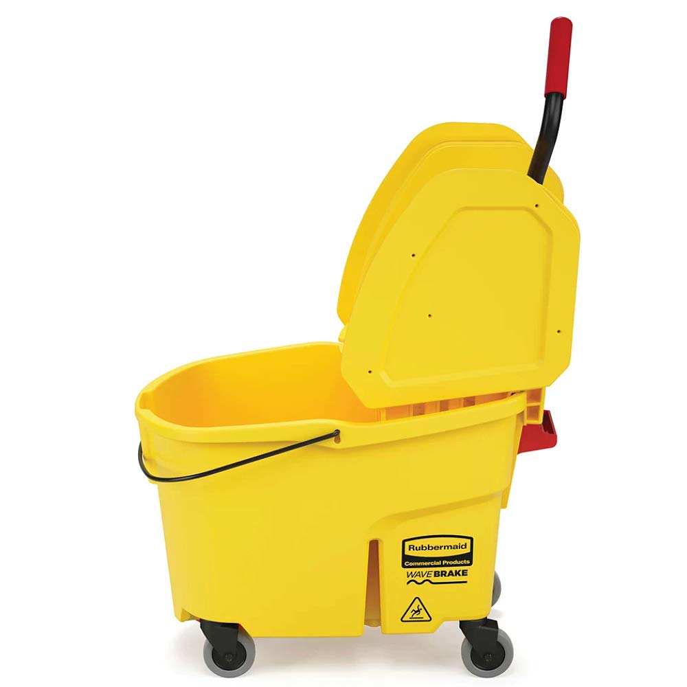 Rubbermaid Commercial WaveBrake QT Side-Press Mop Bucket and Wringer with Foot Drain - Acceptable