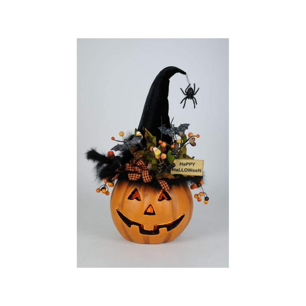 Karen Didion Lighted Fiber Optic Pumpkin Decor, 22 Inches, HA016 - Like New