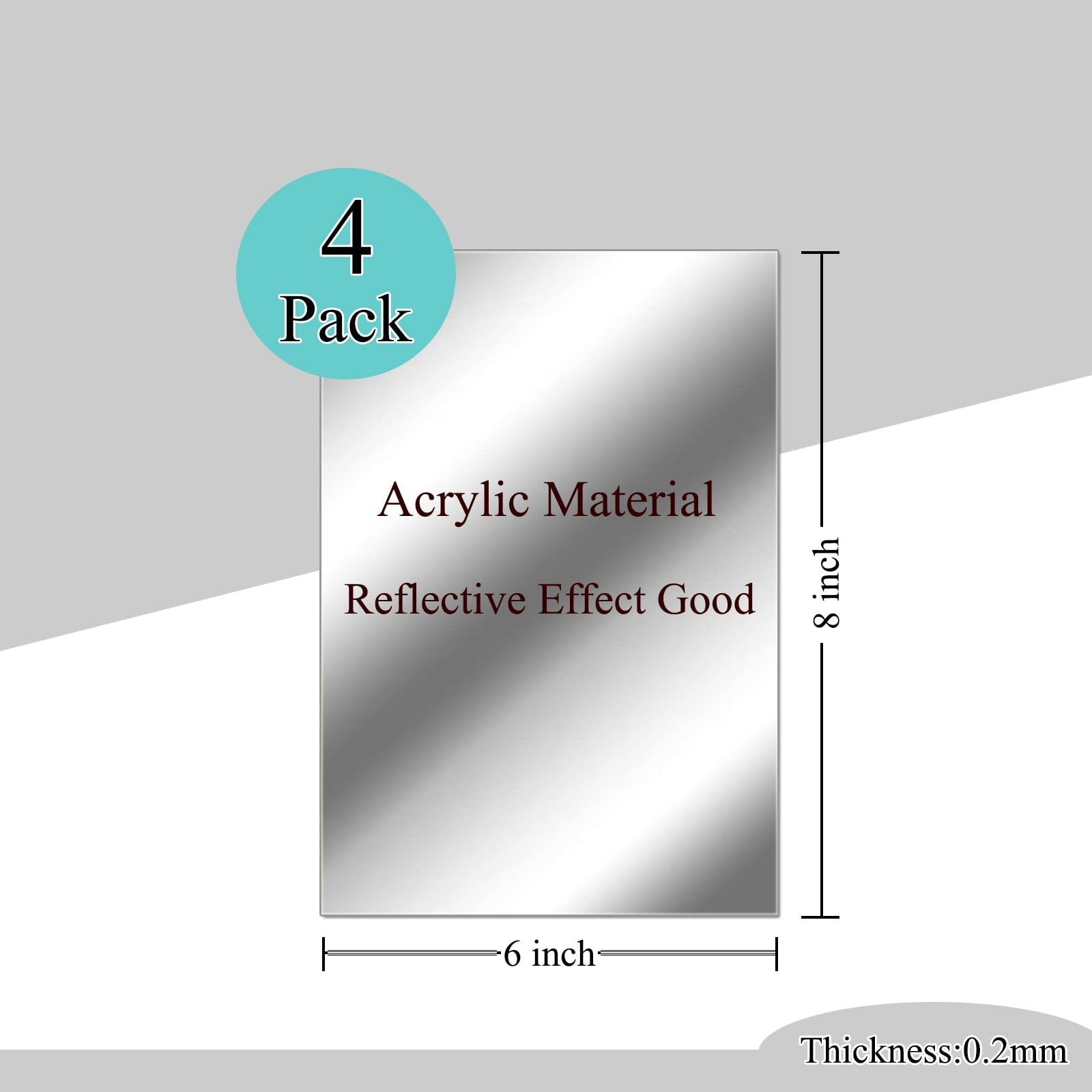 LYCRAFTS 4PCS Self Adhesive Acrylic Mirror Tiles Waterproof Flexible Mirror Wall Stickers Sheets Non Glass Body Mirror for Bathroom Bedroom Living Room Gym Wall Decor (8x6 Inches) - Like New