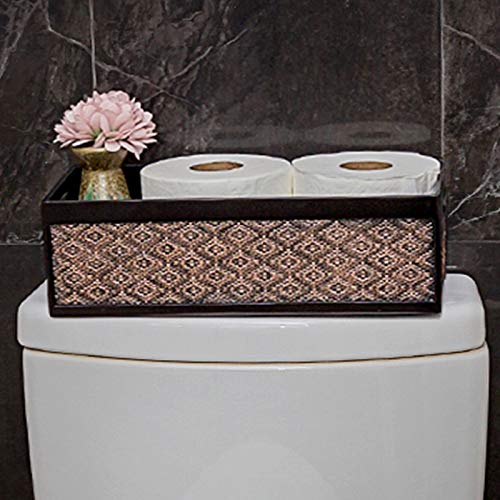 Dublin Bathroom Decor Box Toilet Paper Storage Basket - Decorative Bathroom Storage Toilet Tank Topper - Bathroom Organizer Countertop Container for Organization, Modern Brown Bathroom Decor Storage - Like New