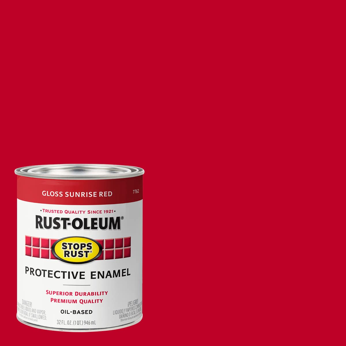 Rust-Oleum 7762502-2PK Stops Rust Brush On Paint, Quart (2 Pack), Gloss Sunrise Red, 2 Can - Like New