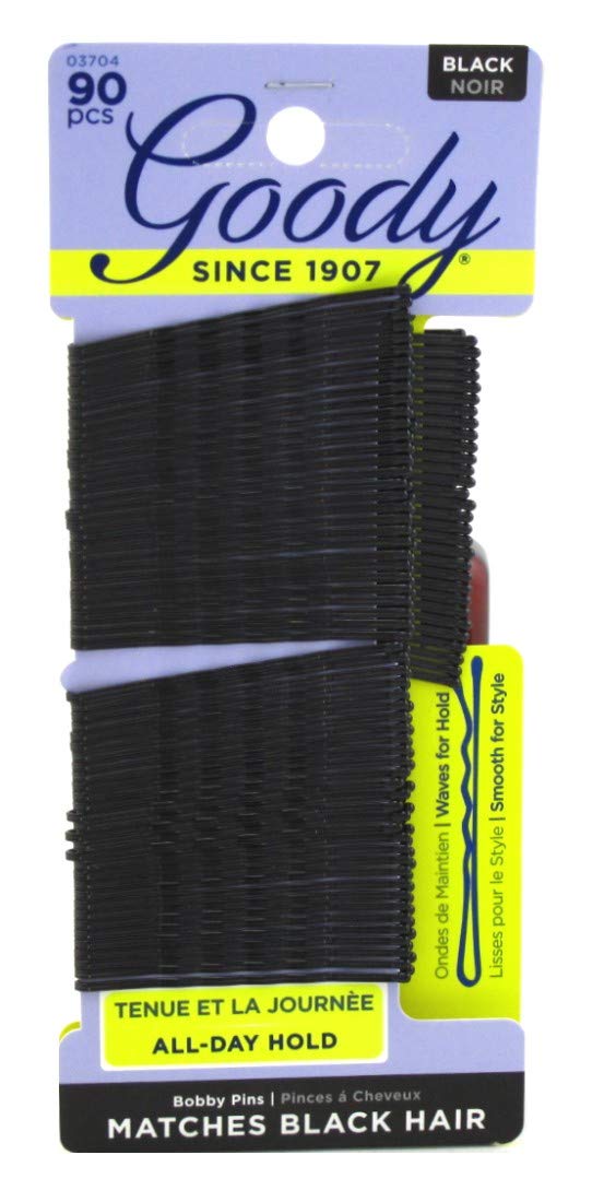 Goody #03704 Bobby Pins Black 90 Count (Pack of 6)