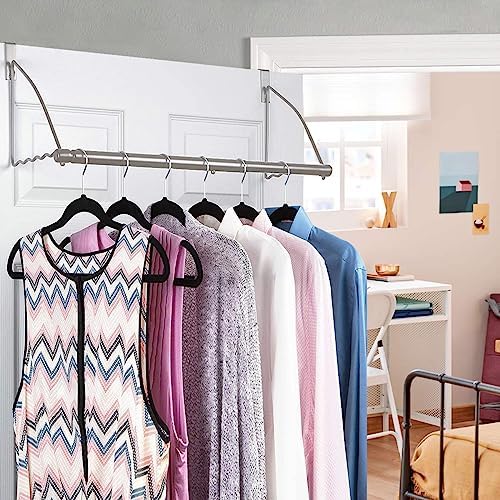 HOLDN� STORAGE Over The Door Hanger - Door Rack Hangers for Clothes - Bathroom Over Door Hanger for Hanging Clothes & Towels - Over The Door Clothes Drying Rack, Gray - Very Good