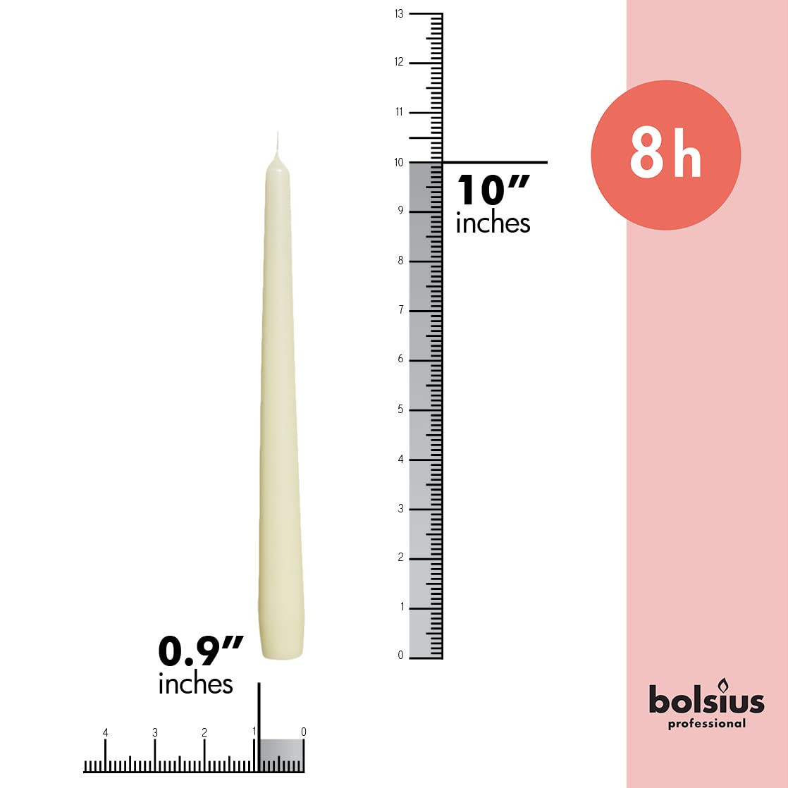 BOLSIUS Ivory Taper Candles - 12 Pack Individually Wrapped Unscented 10 Inch Dinner Candle Set - 8 Burn Hours - Premium European Quality - Smokeless & Dripless Household Wedding & Party Candlesticks - Very Good