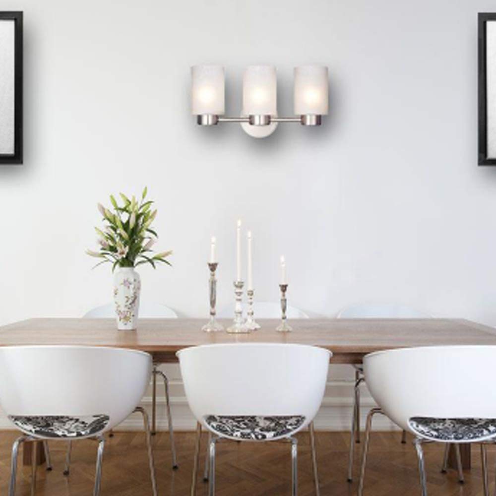 Ciata Lighting Bathroom Light Fixture Over Mirror, Three-Light Brushed Nickel Finish Bathroom Vanity Light Wall Fixture with Frosted Seed Glass Finish for Bathroom  - Very Good