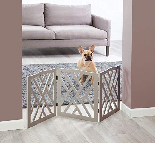 Indoor/Outdoor Solid Wood Freestanding Foldable Adjustable 3-Section Pet Gate - Like New