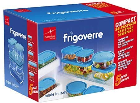 Bormioli Rocco Food Storage Glass Container Set Of 5 Piece With Airtight Lid. Made In Italy Perfect To Store Any Kind Of Food. Microwave, Dishwasher, Refrigerator And Freezer Safe. BPA Free - Like New