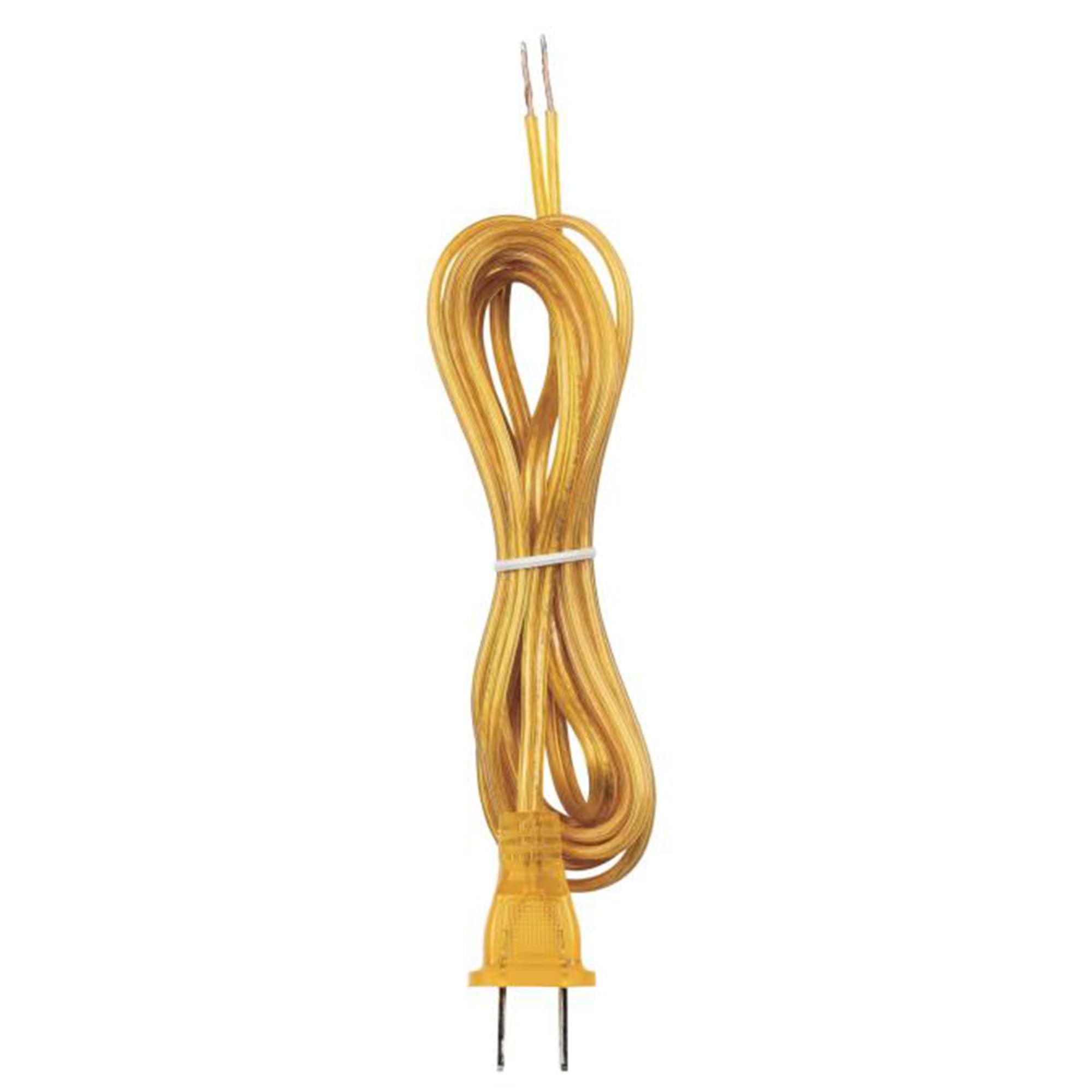Ciata Lamp Wire, 8ft Lamp Cord with Polarized Molded Two-Prong Plug for Table and Floor Light Fixtures, Stripped Ends, Easy and DIY Installation, UL Listed, 105� Heat Resistance Rating in Gold Finish  - Like New