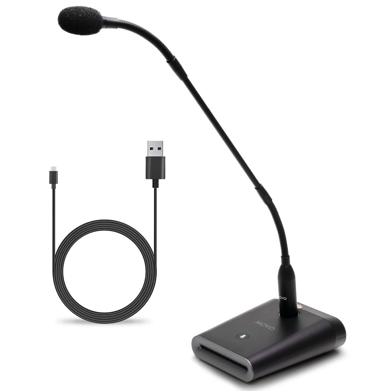 Movo GM-5 Professional 18-inch Gooseneck Microphone with USB Interface Stand, One-Touch Mute- USB Podium Microphone with Stand for Conferencing, Live Events, Streaming - USB Computer Mic for Mac, PC - Like New