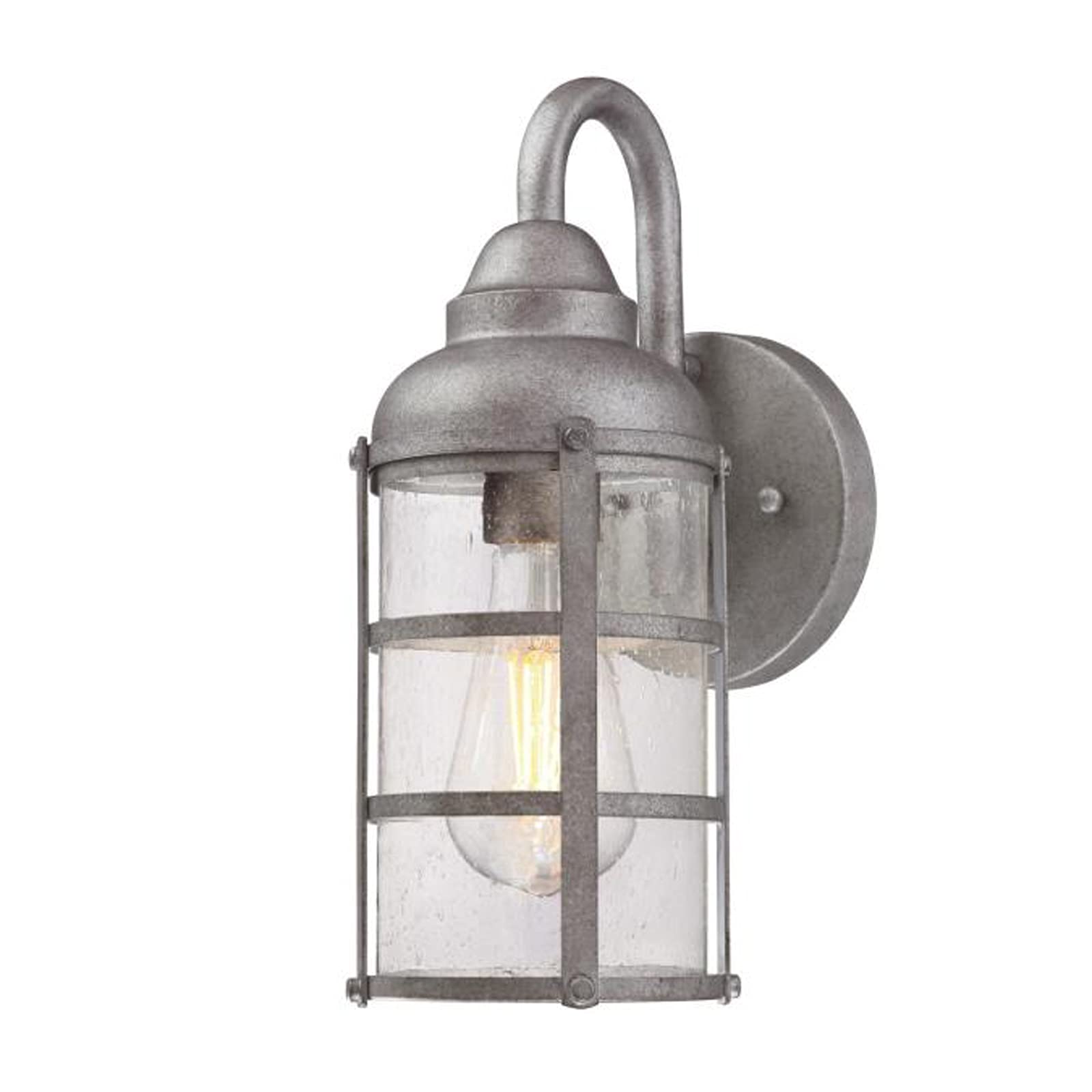 Ciata Lighting Industrial Style Outdoor Wall Fixture with Clear Seeded Glass - Like New