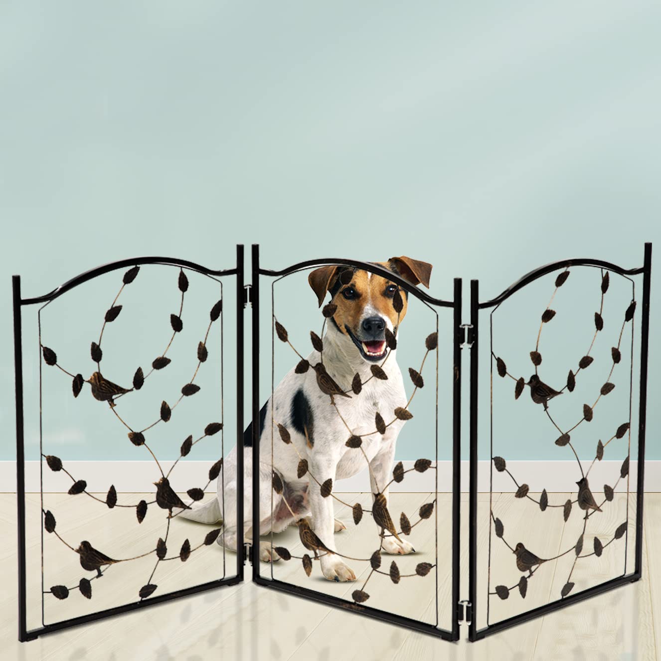 Bundaloo Freestanding Metal Folding Pet Gate | Large Portable Panels for Dog & Cat Security | Foldable Enclosure Gates for Puppies | Indoor & Outdoor Safety for Pets - Acceptable