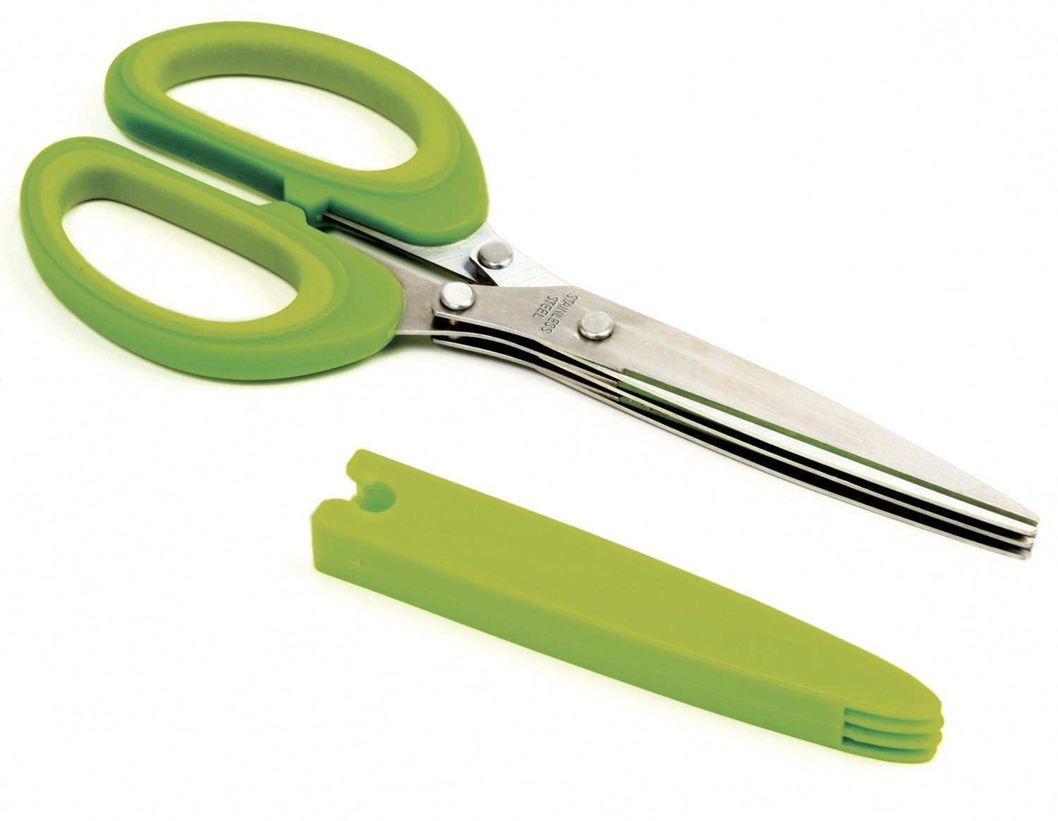 Norpro Multi Blade Herb Scissors with Blade Cleaner, 8-inch, Green - Like New