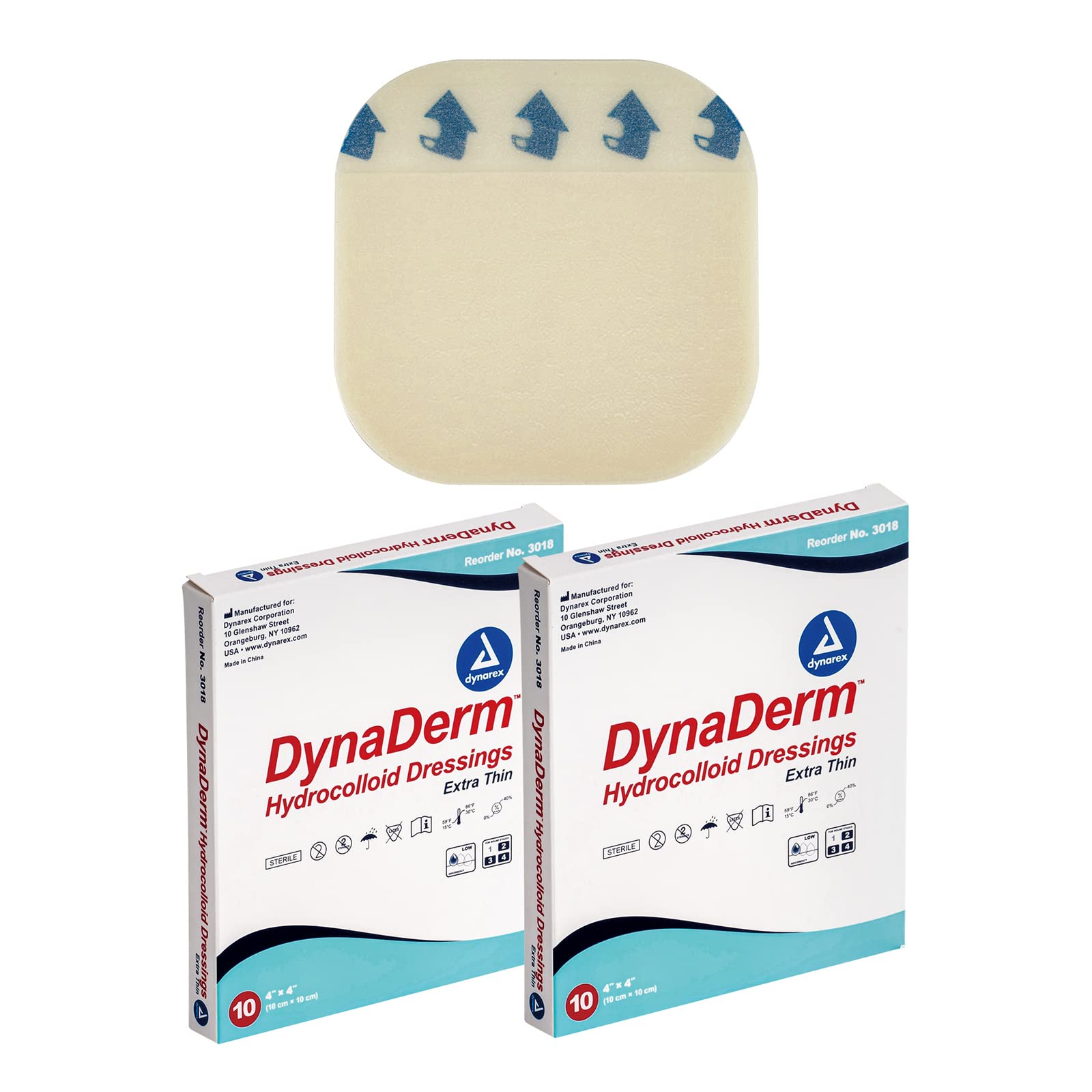Dynarex Dynaderm Hydrocolloid Dressing, 4 x 4 Inch/10 Count (2)