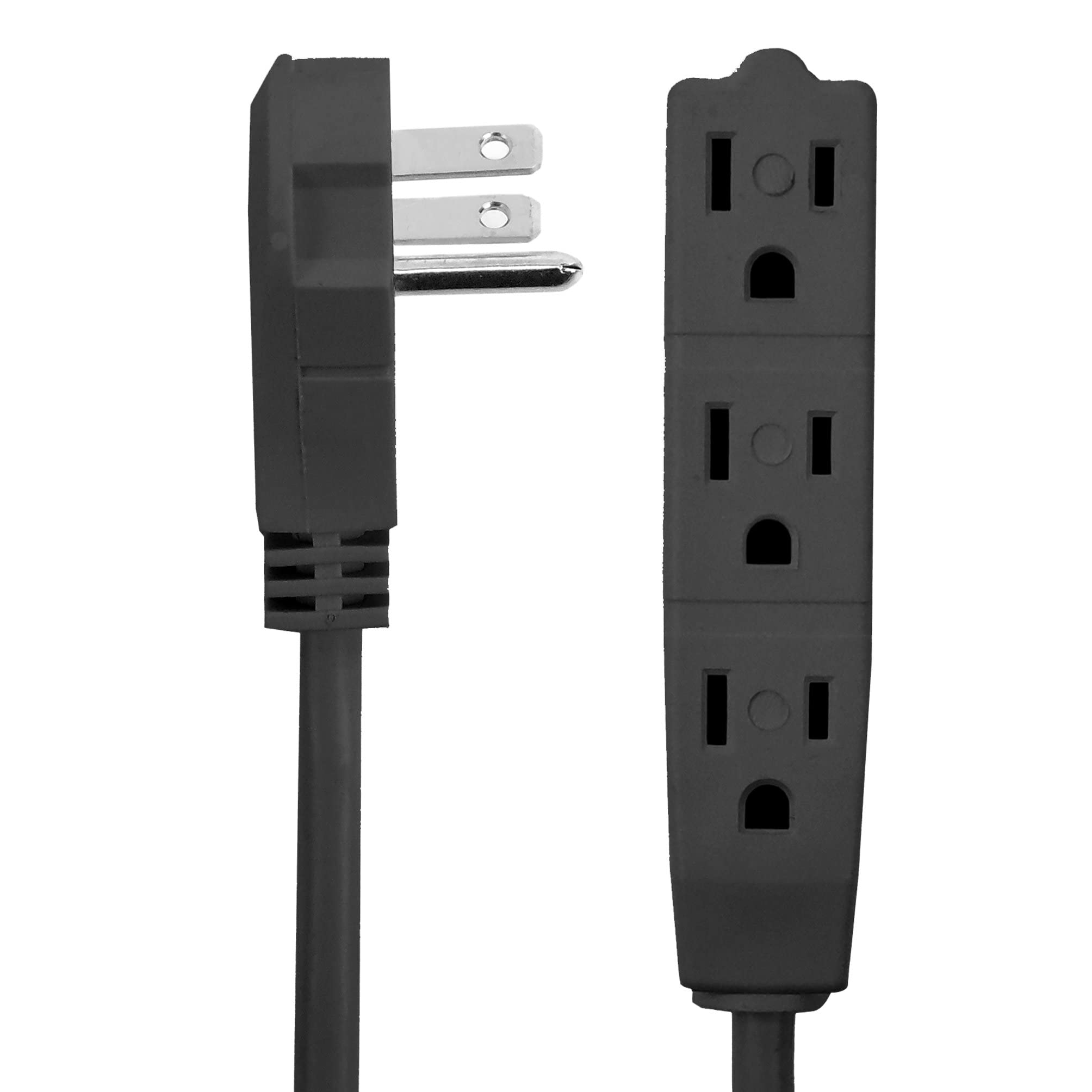 Flat Multiple Outlet Extension Cord 25 Ft for Indoor Use by Bindmaster- UL-Listed 3-Prong Multi Extension Wire- Space-Saving Flat Angled Extension Cord- Black - Like New