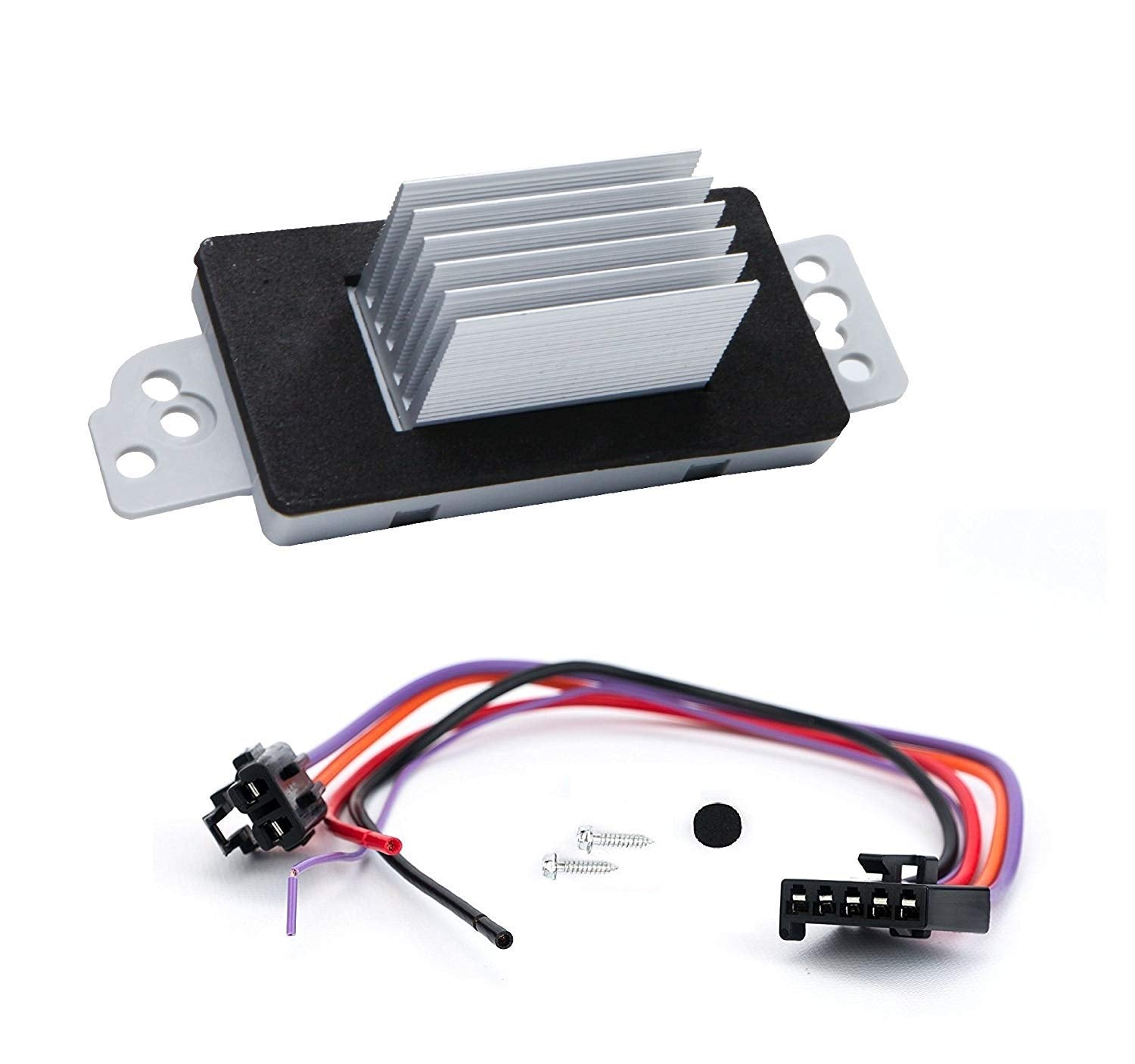 HVAC Blower Motor Resistor Kit With Harness�Replacement for Chevy Silverado Tahoe Trailblazer Suburban Avalanche GMC Sierra Envoy Yukon Buick Cadillac Escalade Replaces # 15 81773, 89018778, 89019351 - Like New