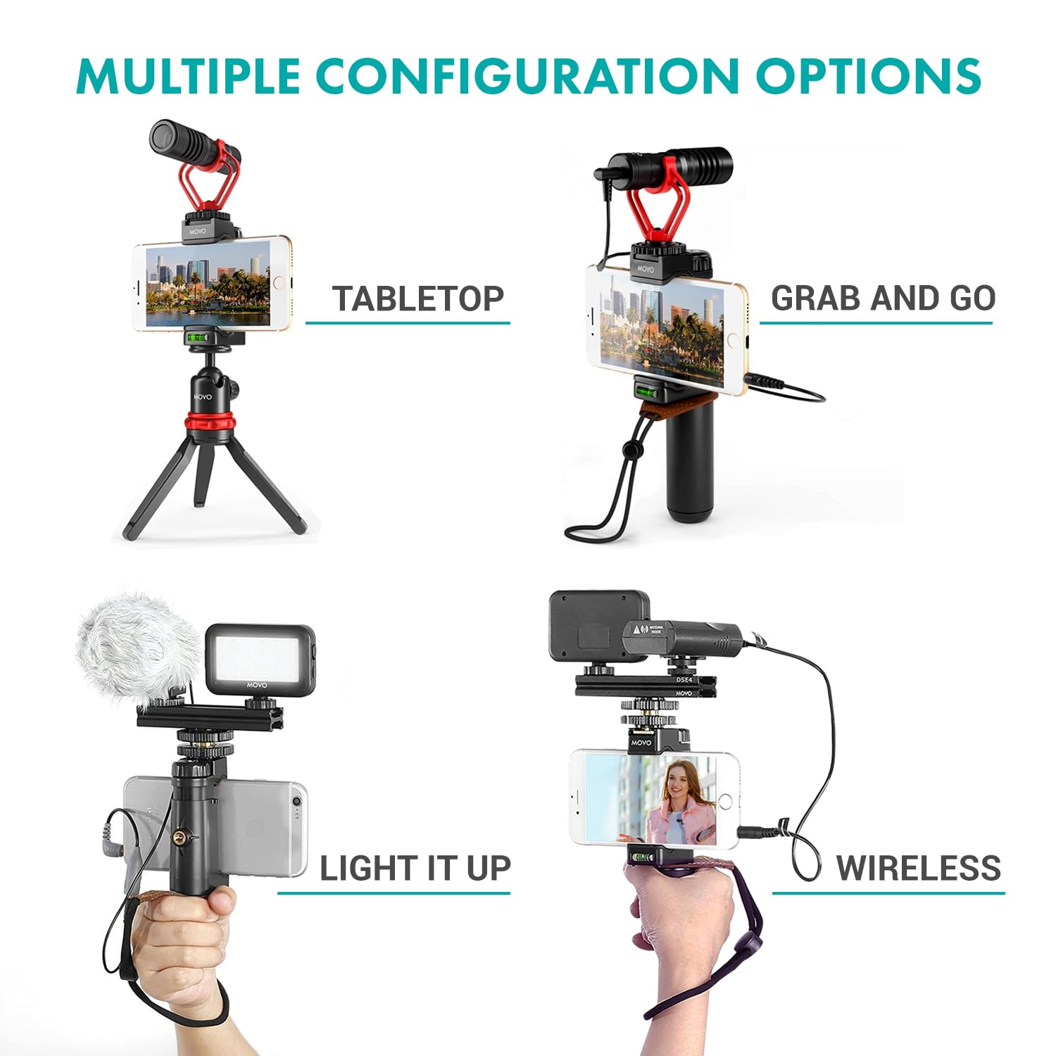 Movo V8 Huge Vlogging Kit for iPhone with Tripod, Grip, Microphones, LED Lights, and Wireless Remote Vlog Kit - YouTube Starter Kit for iPhone or Samsung - iPhone Vlogging Kit Equipment - Very Good