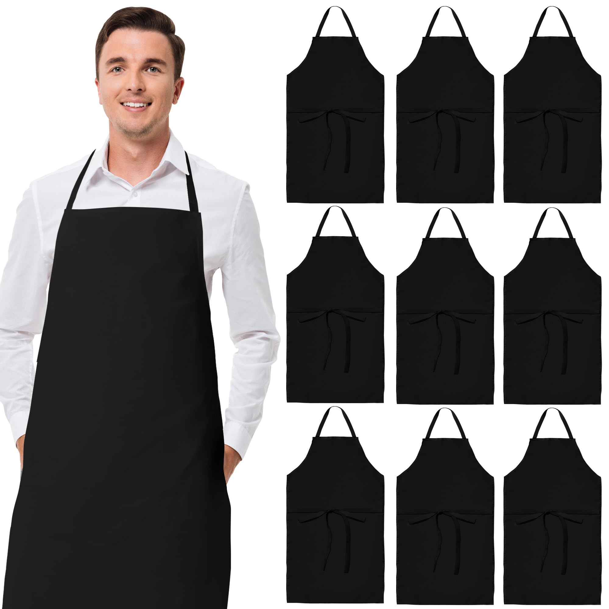 White Classic Apron no Pockets, Professional Bib Apron Bulk, Cooking Aprons, Adult Chef Apron for Restaurant - Acceptable