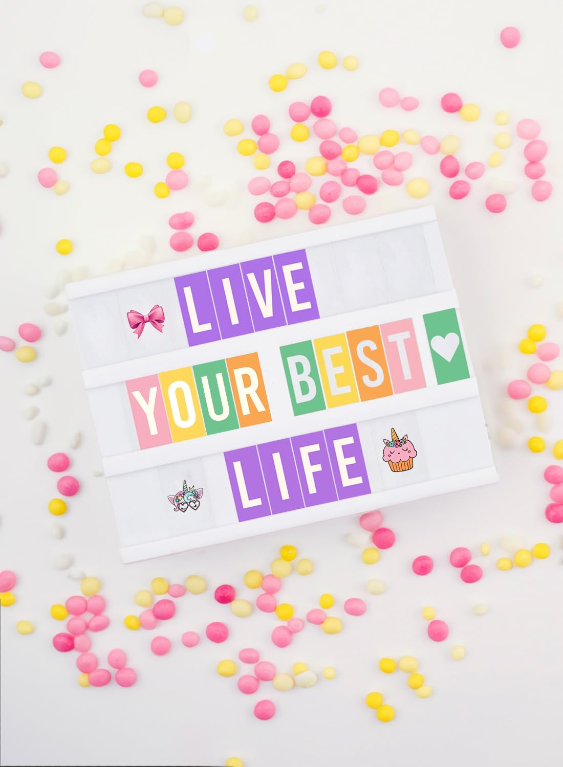 Purple Cinema Light Box with 312 Letters, Emojis & 3 Markers - Led Light Box sign for Home & Purple Bedroom Decor for Girls - Light Up Letter Board - Best Gift Idea for Girls on Christmas or Birthday - Like New