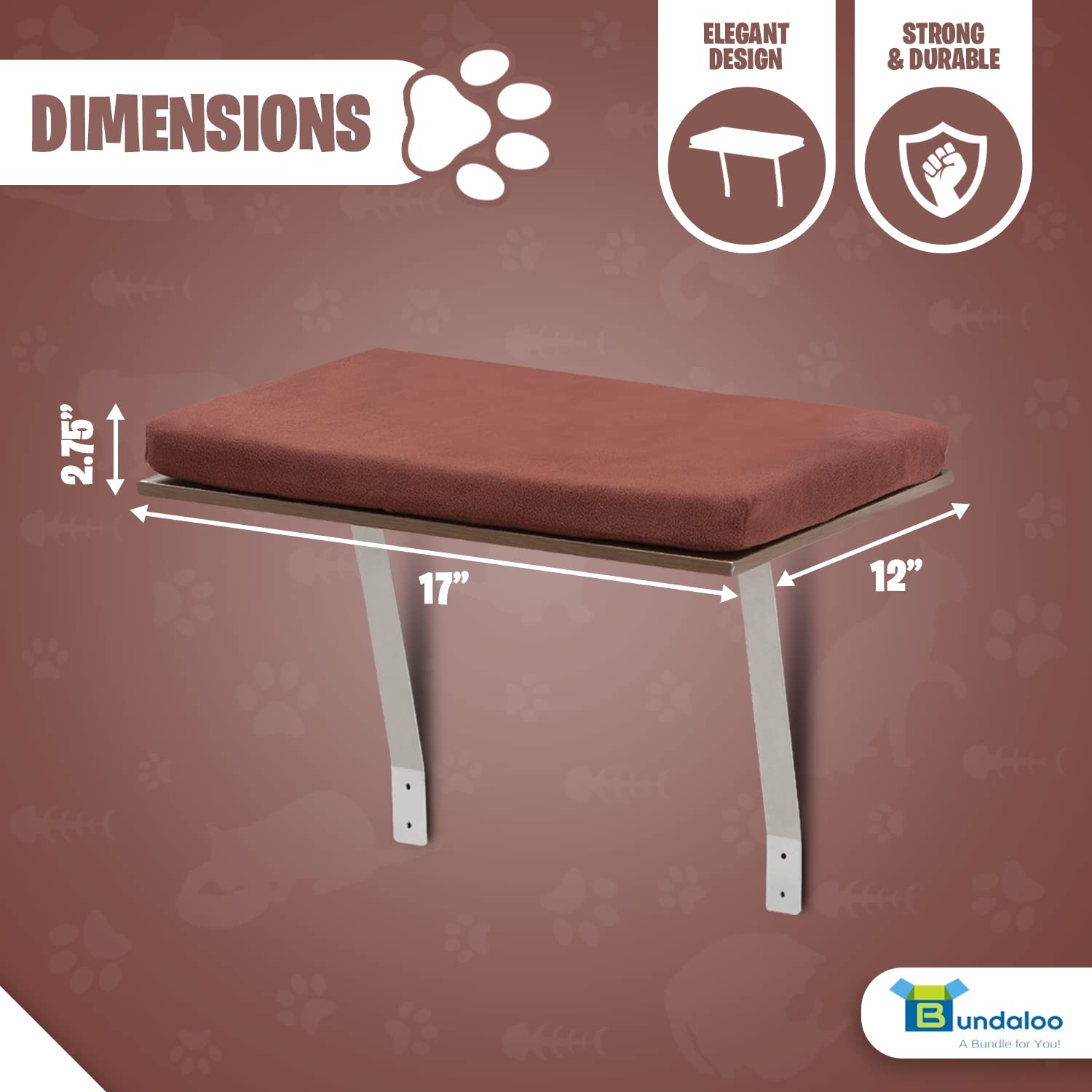 Bundaloo Cat Window Perch Seat with Washable Removable Cover (Small - Medium)  - Very Good