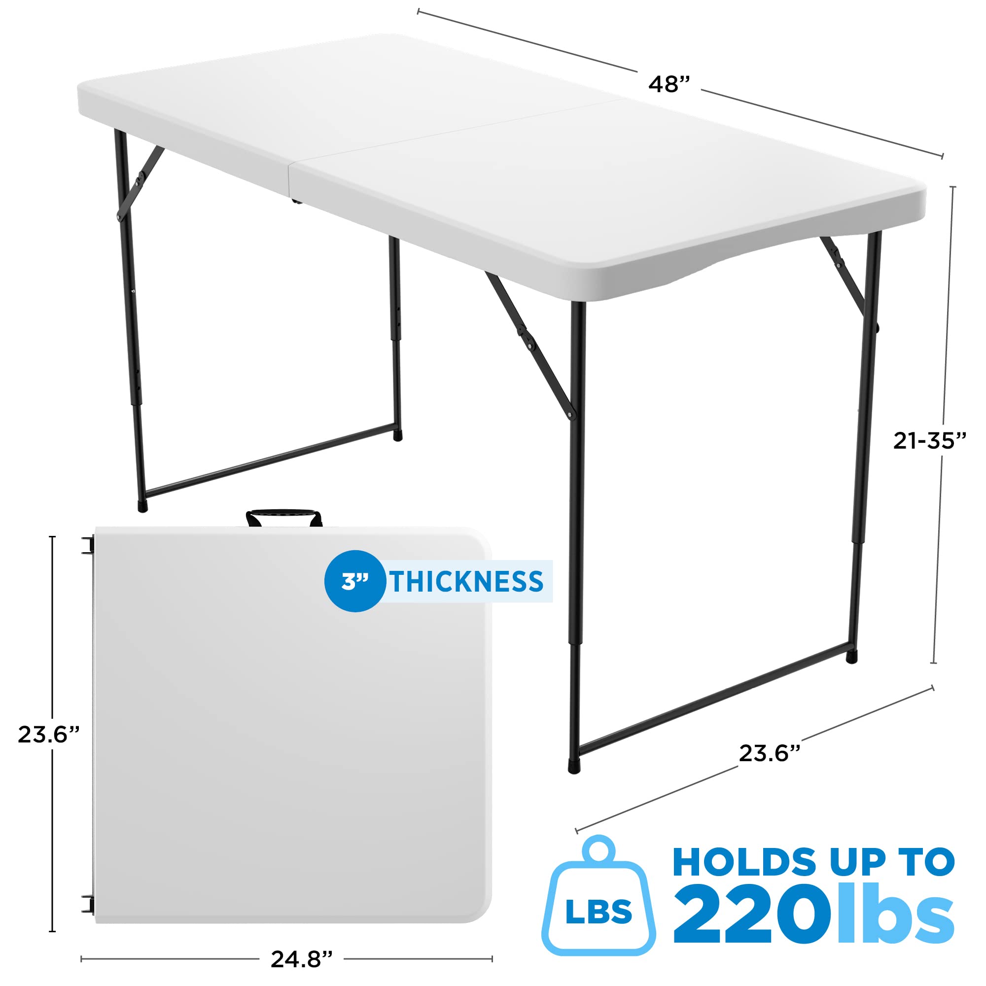 Sorfey Portable Folding Table 8-Foot X 30 inch, White Plastic - Acceptable