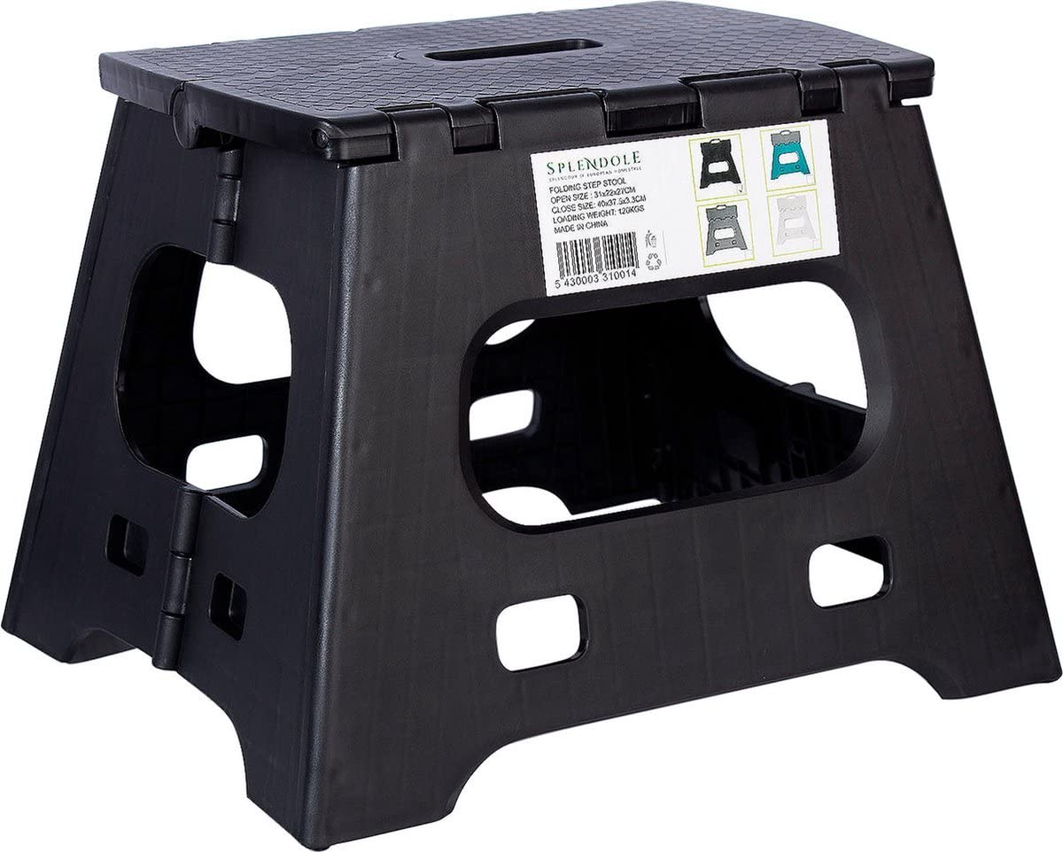 SPLENDOLE Folding Step Stool - 11-Inch Non-Slip Foot Stool for Kitchen, Bathroom, Living Room - Compact and Lightweight Stool Chair with 250-Lb Maximum Weight Capacity Step Stools for Kids and Adults - Like New