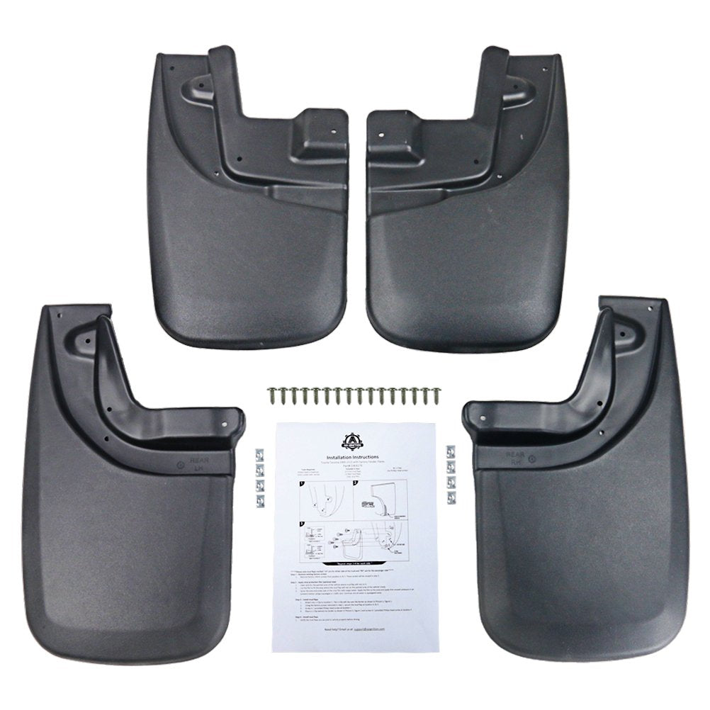 Premium Heavy Duty Mud Flaps Set of 4 by AA Ignition - Front and Rear Car Splash Guard Shields - Compatible with Toyota Tacoma Vehicles with OEM Fender Flares Year 2005-2015 - Like New
