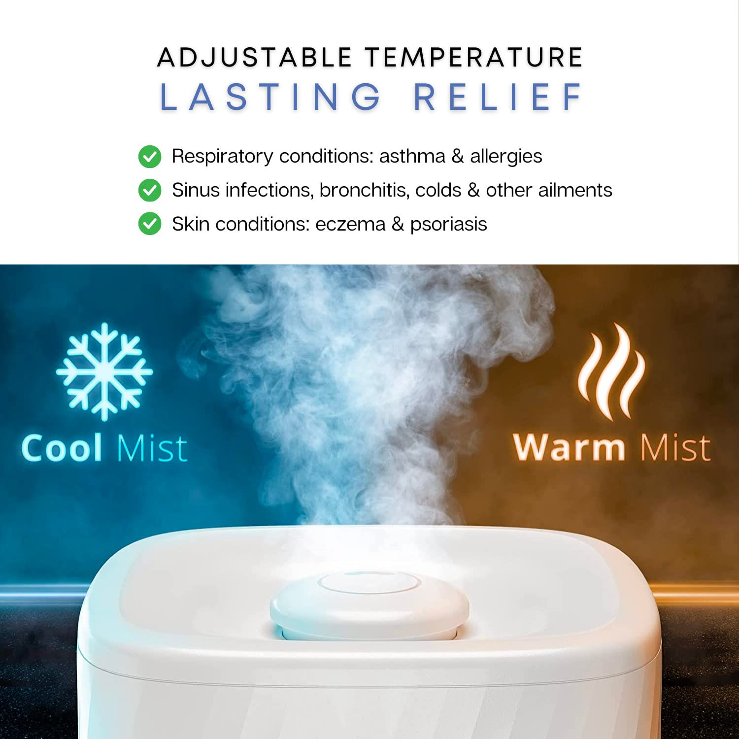 MIKO Humidifier With Cool and Warm Mist, Ultrasonic Humidifiers for Large Room & Bedroom- Water Filter, Auto Mode, No Leak Design, Sleep Mode, Built-in Timer, Humidifier for Babies & Home  - Like New
